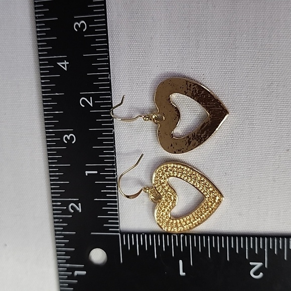 Gold Chain Necklace Large Purple Sequin Heart Pendant Earrings Set New - Picture 8 of 10